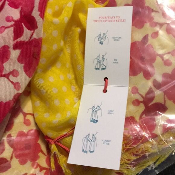 Lindsay Phillips Linden Pink Yellow Scarf - Picture 4 of 4